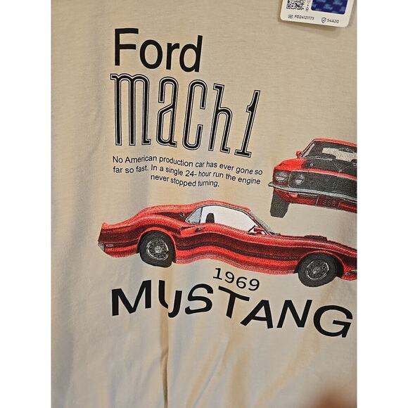 Men's Ford Mach 1 Mustang 1969 T-shirt Size L Tee Luv Tan - Picture 2 of 8